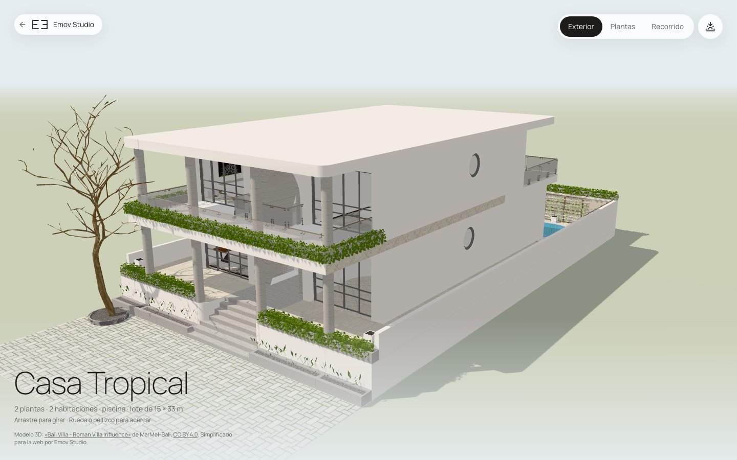Preview de Casa Tropical — Render 3D